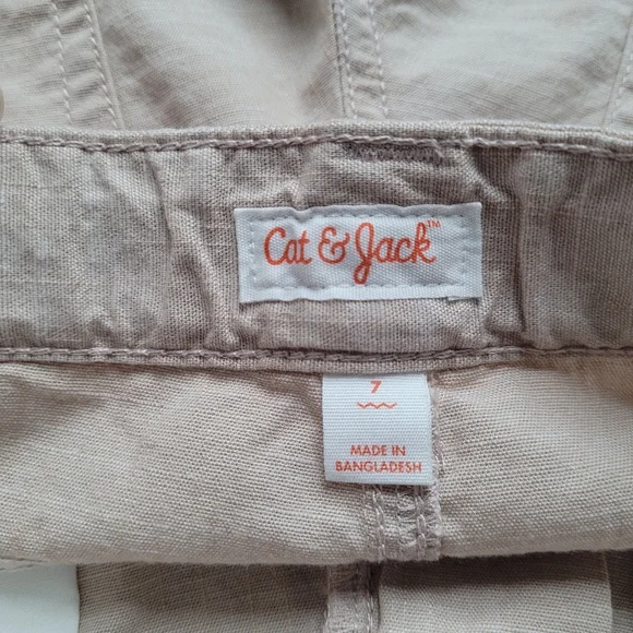 Tan Boys Pull On Woven Flat Front Shorts at Knee - Cat & Jack Adjustable Waist - Picture 10 of 11